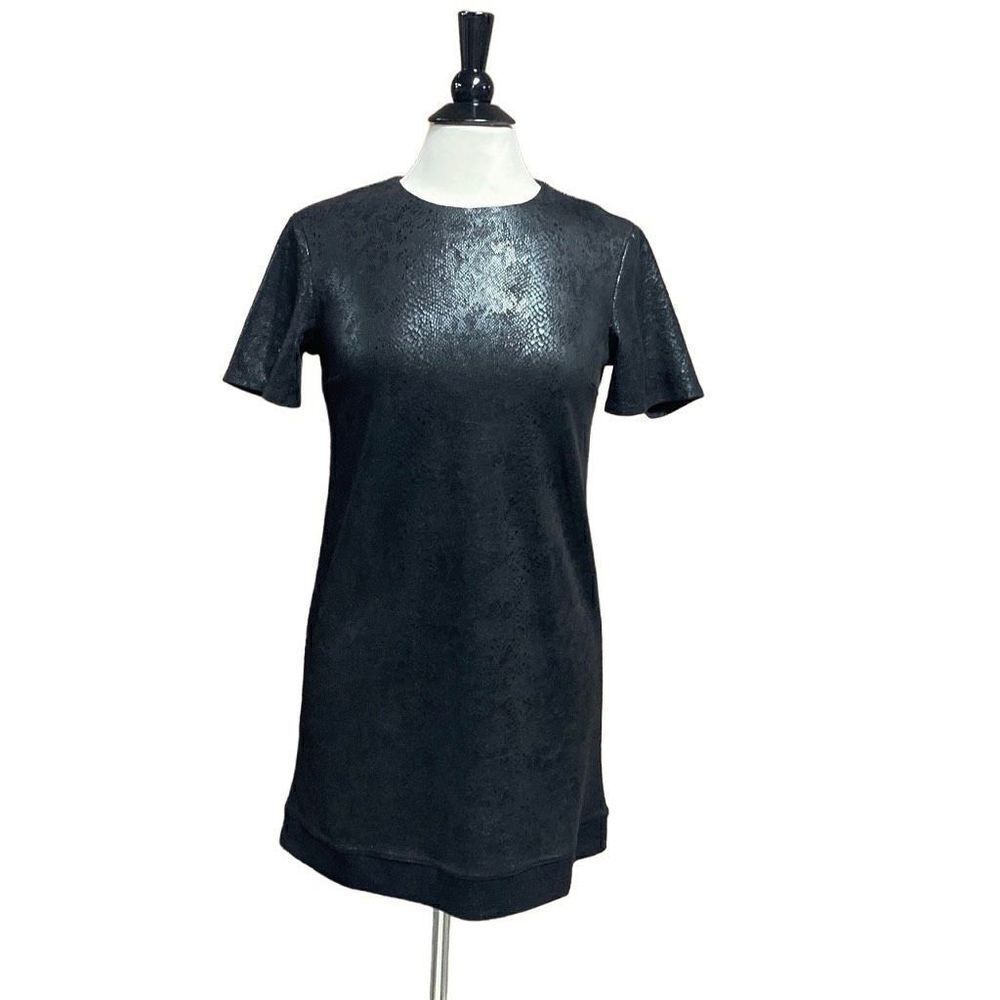 Harper Wren Black Snakeskin Faux Leather Dress Size XS NEW